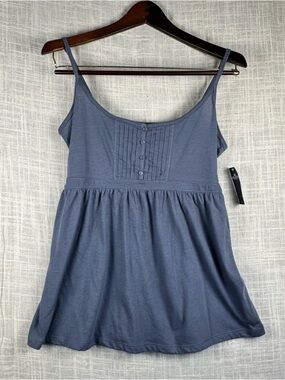 Hollister Blue Babydoll Cami Top Peplum Tank Soft Girl Y2K NWT Large